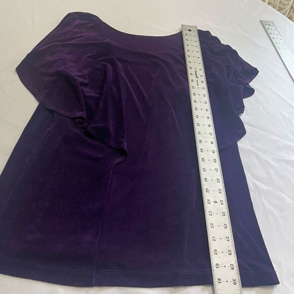 Vikki Vi Royal Purple Flutter Slinky Top Blouse Plus Size 1X - Picture 9 of 9